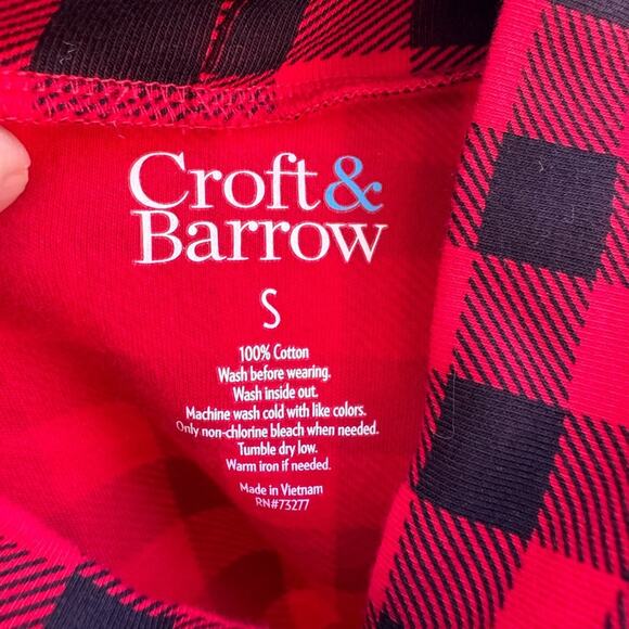 Croft & Barrow Essential Long Sleeve Mockneck Red Plaid Top Women's Small - Picture 7 of 7